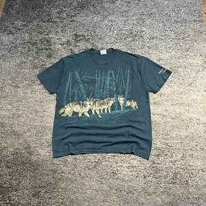 Hilton Head Island Wolf T‎ Shirt Mens XL Blue Vintage 90s Nature Outdoors Animal